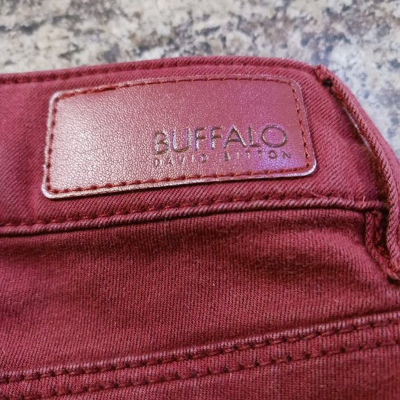 Buffalo David Bitton Faith Mid Rise  Burgundy Skinny Jeans  Size 28 - Picture 9 of 12